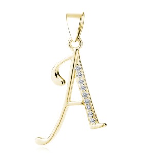 Pandantiv argint placat cu aur galben initiala litera A cu pietre DiAmanti LZ0002G_A-DIA (Argint 925‰ 1,1 g.) Pandantiv argint placat cu aur galben initiala litera A cu pietre DiAmanti LZ0002G_A-DIA (Argint 925‰ 1,1 g.)